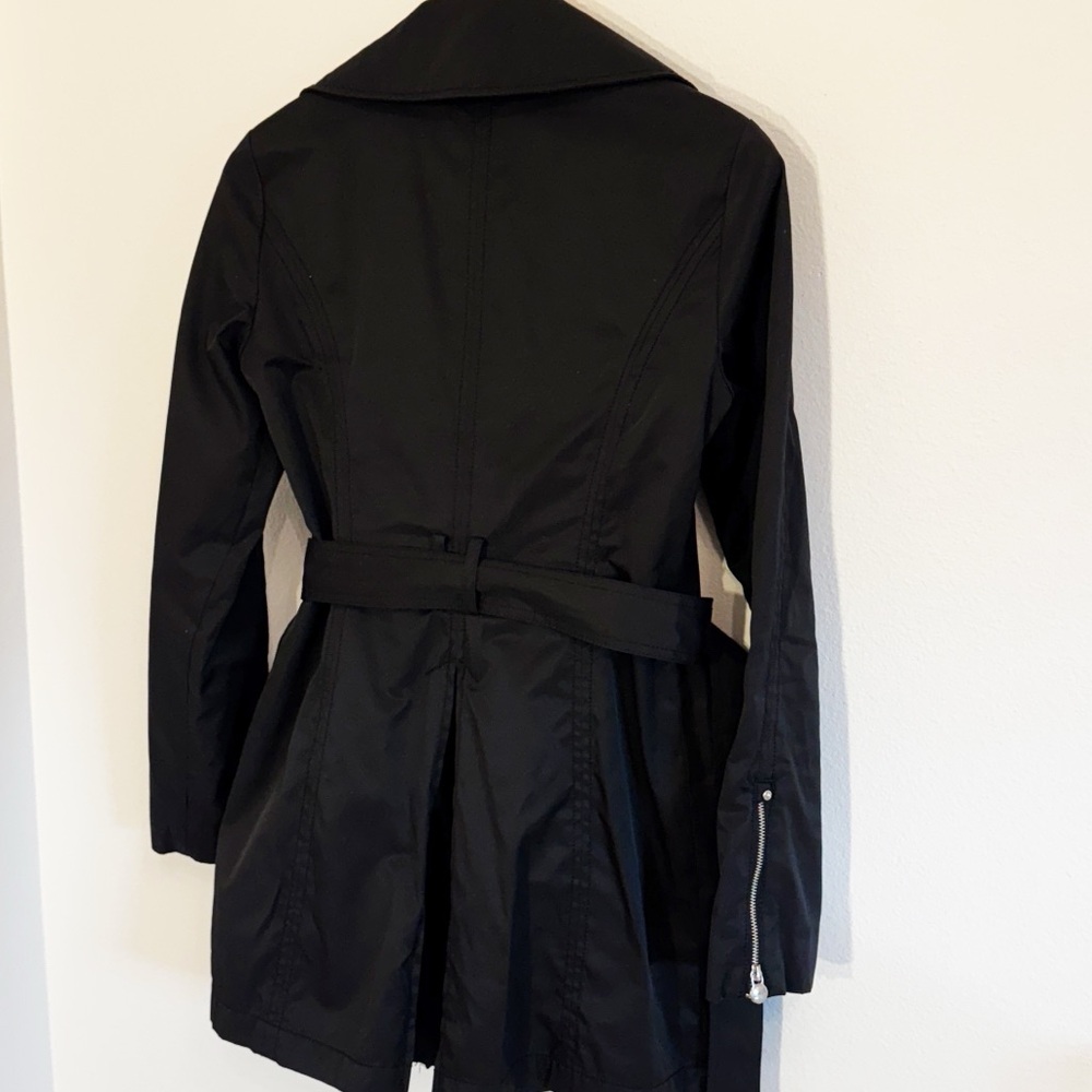 LAUNDRY By Shelli Segal Black Coat Pleated Back Button Front Size XS/S - Picture 4 of 6
